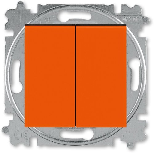 Выключатель кнопочный без рамки ABB EPJ Levit 2-кл. оранжевый/дымчатый чёрный картинка